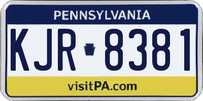 PA license plate KJR8381