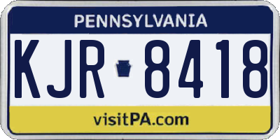 PA license plate KJR8418