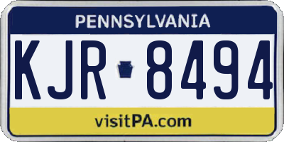 PA license plate KJR8494