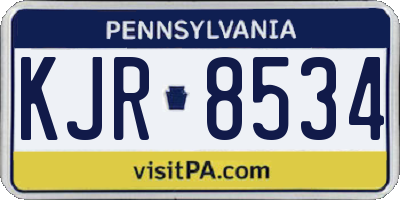 PA license plate KJR8534