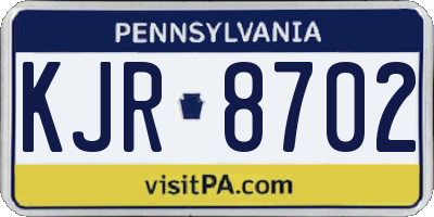 PA license plate KJR8702