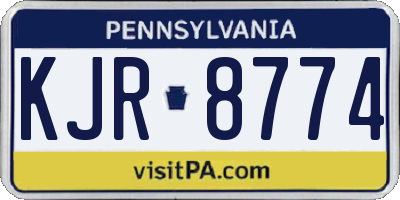 PA license plate KJR8774