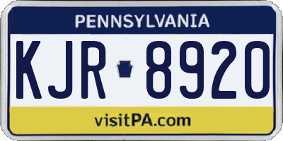 PA license plate KJR8920