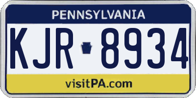 PA license plate KJR8934