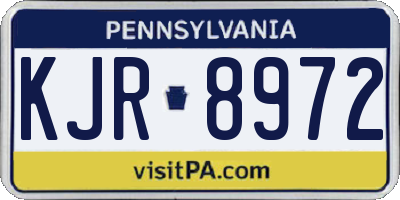 PA license plate KJR8972