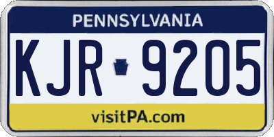 PA license plate KJR9205