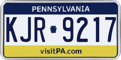 PA license plate KJR9217