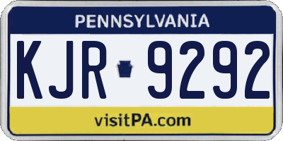 PA license plate KJR9292