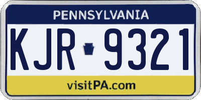 PA license plate KJR9321