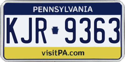 PA license plate KJR9363