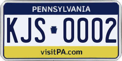 PA license plate KJS0002