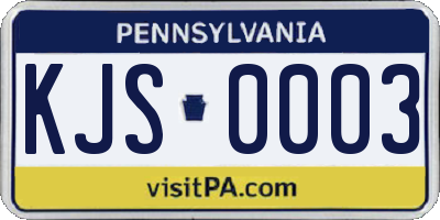 PA license plate KJS0003