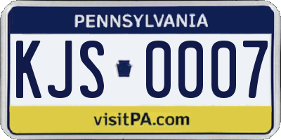 PA license plate KJS0007