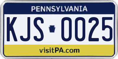 PA license plate KJS0025