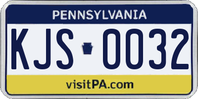 PA license plate KJS0032