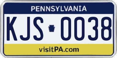 PA license plate KJS0038