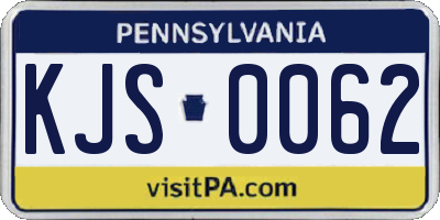PA license plate KJS0062