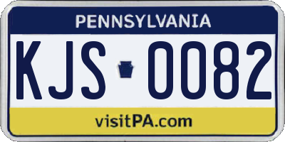 PA license plate KJS0082