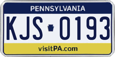 PA license plate KJS0193