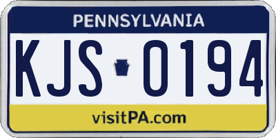 PA license plate KJS0194