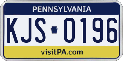 PA license plate KJS0196