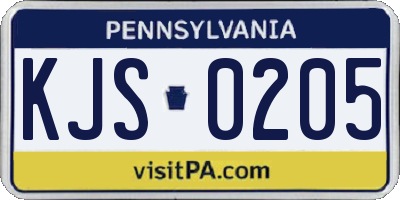 PA license plate KJS0205