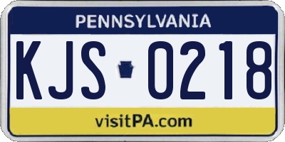 PA license plate KJS0218