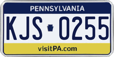 PA license plate KJS0255