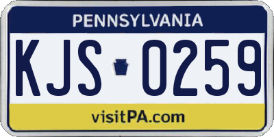 PA license plate KJS0259