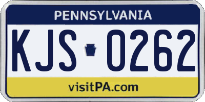 PA license plate KJS0262