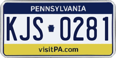 PA license plate KJS0281