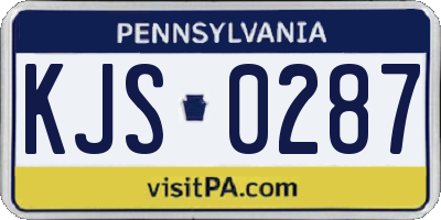 PA license plate KJS0287