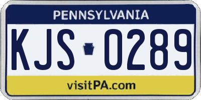 PA license plate KJS0289
