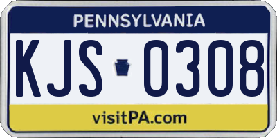PA license plate KJS0308