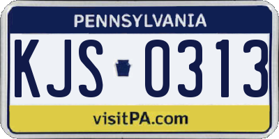 PA license plate KJS0313