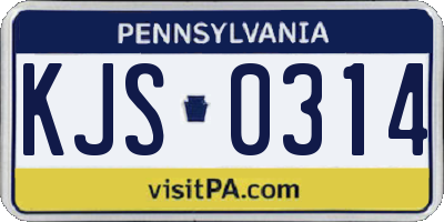PA license plate KJS0314