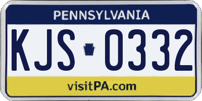 PA license plate KJS0332