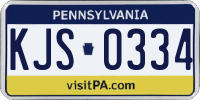 PA license plate KJS0334