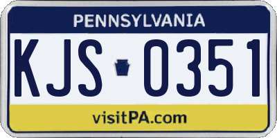 PA license plate KJS0351