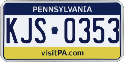 PA license plate KJS0353