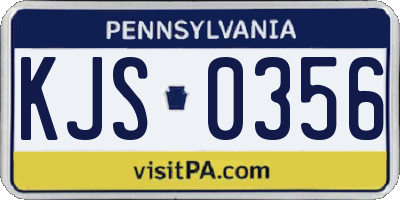 PA license plate KJS0356