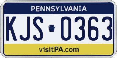 PA license plate KJS0363