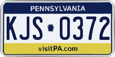 PA license plate KJS0372