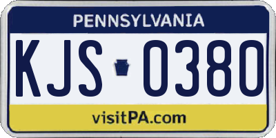 PA license plate KJS0380