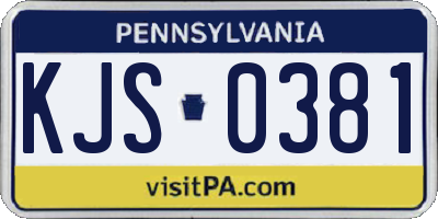 PA license plate KJS0381