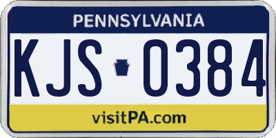 PA license plate KJS0384