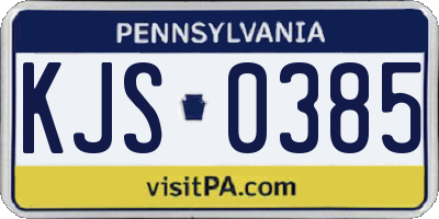 PA license plate KJS0385