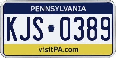 PA license plate KJS0389