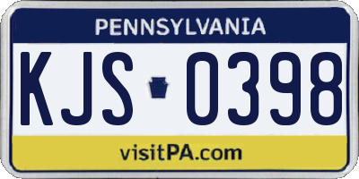 PA license plate KJS0398