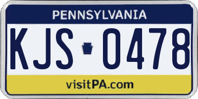 PA license plate KJS0478